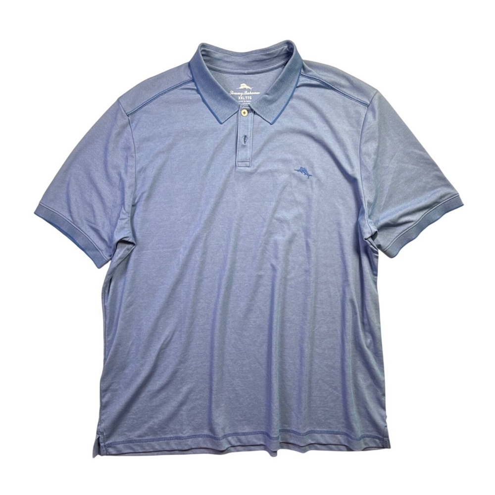 Tommy Bahama Mens XXL Light Blue Short Sleeve Embroidered Marlin Polo Shirt-2676